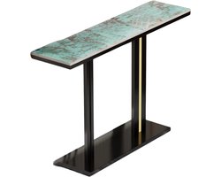 Moderne consoletafel Emerald Valora - Wandtafel met lades - Groen en wit - Marmerlook - Haltafel - Sidetable - 118cm