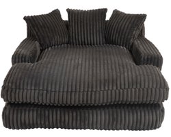 Moderne corduroy slaapbank, wolkenbank met 3 zachte kussens, comfortabele eenpersoonsvloerbank voor woonkamer, appartement of kantoor (donkergrijs)