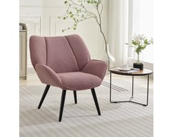 Moderne Corduroy Wingback Accentstoel – Beklede Lounge Fauteuil met Hoge Rug, Metalen Poten & Ergonomisch Design – Woonkamer, Slaapkamer of Hal