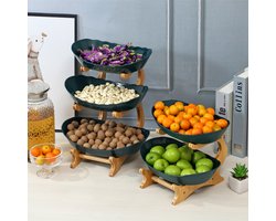 Moderne Creatieve 2-Laags Fruitmand, Snackschaal, Snoepschaal, Taartstandaard en Saladeschaal - Ideale Woonkamer Accessoire - Duurzaam Kunststof - DJ0195-White2Tiers - Perfect voor Gedroogd Fruit en Snoepjes