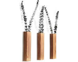 Moderne decoratieve houten plantenbakken voor slaapkamer en badkamer - bruin, set van 3 - veelzijdig houten woondecor - geschikt voor gedroogde bloemen en kunstplanten