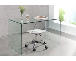Moderne Design Glazen Bureau 120 cm  volledig transparant glazen tafel