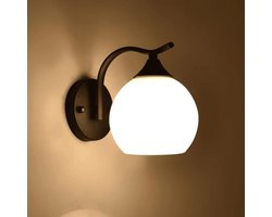 Moderne design wandlamp, glazen wandlamp voor naast het bed, zwarte binnenlamp, smeedijzeren wandspot.