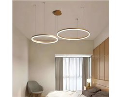 Moderne DIY Cirkel LED-Kroonluchter - 2 Gouden Ringen 40+60cm = 40W - Metaal & Acryl LED-Hanglamp - Dimbaar Met 2.4G Afstandsbediening - Ronde Plafondlamp Voor Woonkamer - Slaapkamer - Eetkamer & Keuken - Energieklasse A