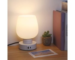 Moderne Draagbare Bed Tafellamp met 3 Kleuren Temperatuur en USB Oplaadpoorten