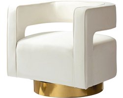 Moderne Draaistoel met 3D Gebogen Rug en Gouden Voet - Fluwelen Accentstoel voor Klantreceptie en Winkeldecoratie