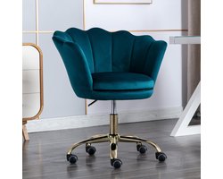 Moderne Draaistoel van Fluweel met Verstelbare Gouden Poten - Perfect voor Bureaus en Slaapkamers