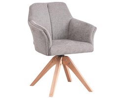 Moderne draaistoel voor woonkamer, eetkamer en kantoor – Stijlvolle grijze fauteuil met armleuningen