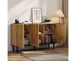 Moderne dressoir 120x35x70cm - met slot op de opbergvakken - met golfpatroon - voor woonkamer - eetkamer - gang - houtkleur