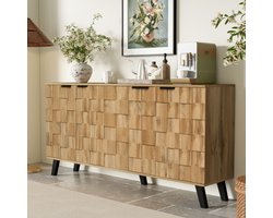 Moderne dressoir met 4 deuren, 160,5 x 35,5 x 78 cm – Praktisch ontwerp voor woonkamer, slaapkamer en eetkamer, natuurlijk