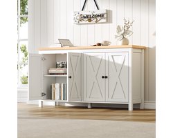 Moderne dressoir140x40x78 cm - zwarte ronde handgrepen - 2 planken - multifunctionele opbergkast - wit