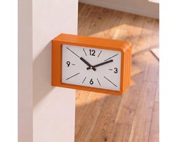 Moderne Dubbelzijdige Wandklok & Tafelklok – Minimalistische Stationsklok Oranje