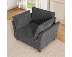 Moderne eenpersoons fauteuil - leesstoel - relaxstoel - ruststoel - met zachte rug- en armkussens - grijs