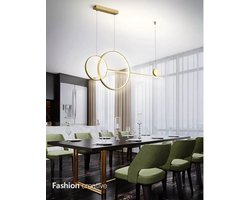 Moderne Eenvoudige Led Kroonluchter Eetkamer Eiland Zwart Wit Gouden Hanger Lamp Restaurant Bar Kantoor Ronde Ringen Opknoping Licht