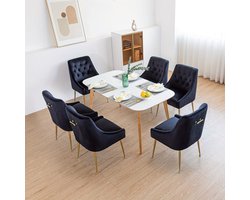 Moderne Eetkamerstoelen – Eetkamerstoelen Set – Stoelen Velvet – Design Stoelen – Grijze Stoelen Met Gouden Poten – Zachte Velvet Bekleding – Stevig Metalen Frame