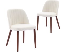 Moderne Eetkamerstoelen Met Stoffen Bekleding En Houten Poten - 2 Stoelen - Grijs