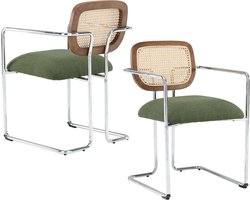 Moderne eetkamerstoelen set van 2 - Linnen gestoffeerde keukenstoelen met metalen poten - Elegant en comfortabel