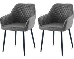 Moderne eetkamerstoelen set van 2, PU-leer, met armleuningen en metalen poten