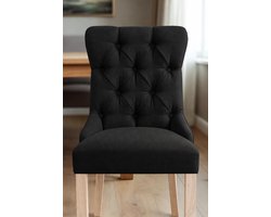 Moderne Eetkamerstoelen Set van 4 met Stoffen Bekleding en Gebogen Rugleuning – Comfortabele Gestoffeerde Keukenstoelen – Stevige Design Stoelen voor Eetkamer en Woonkamer (Antraciet) – Ganeey