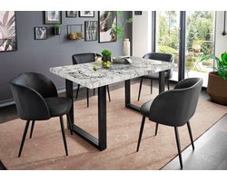 Moderne eettafel 140cm Marmerlook wit