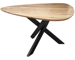 Moderne Eettafel Driehoek- Salontafel Industrieel (135x135x76cm) - Salontafel Ovaal - Salon Tafel - Koffie Tafel - Woonkamer Tafel - Bijzettafel Hout voor Woonkamer