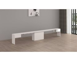 Moderne Eettafelbank Uitschuifbaar, Glanzend Wit Zitvlak 290 cm