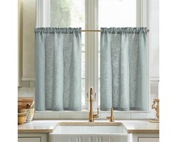 Moderne Effen Bistro Gordijnen voor Keuken - Semi-Transparant 65 x 90 cm Set van 2