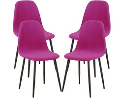 Moderne elastische stoelhoezen in Scandinavische stijl, 4-delige set voor eetkamer en woonkamer - rood roze, bescherm je meubels en geef een frisse uitstraling