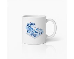 Moderne Fabrieksautomatisering Illustratie Mok – Industriële Robotica & Technologie Ontwerp – Ideaal Cadeau voor Ingenieurs en Techliefhebbers – Duurzame Keramische Koffiebeker