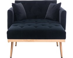 Moderne Fauteuil, Fauteuil met Verstelbare Rugleuning en Ligstand, Opklapbare Sofastoel, Geschikt voor Woonkamer Slaapkamer Studiekamer (zwart)