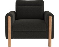 Moderne fauteuil met dikke kussens, comfortabele eenpersoons stoel met zachte bekleding, relaxstoel voor woonkamer, kantoor of slaapkamer, comfortabele leunstoel, donkergrijs