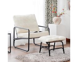 Moderne fauteuilset met metalen frame en ottomaanse voor woonkamer, slaapkamer en kantoor