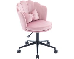Moderne fluwelen bureaustoel - Bloembladvormige draaistoel - In hoogte verstelbare make-up stoel - 55x62x73-83cm - 360 graden draaibaar - Slaapkamer