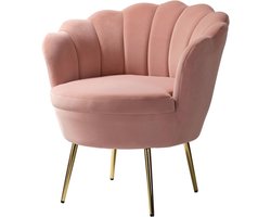Moderne Fluwelen Fauteuil met Gouden Poten - Comfortabele Loungestoel voor Woonkamer, Slaapkamer en Eetkamer - Roze
