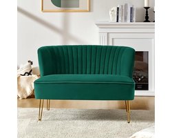 Moderne fluwelen loveseat met gouden poten voor kleine ruimtes