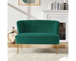 Moderne fluwelen loveseat met gouden poten voor kleine ruimtes