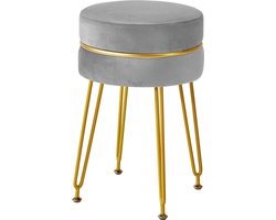 Moderne fluwelen ronde Ottomaanse voetenbank - make-upstoel voor make-upkamer - ijdelheidskruk met gouden poten - moderne accenten - krukken voor slaapkamer - woonkamer - entree - kantoren