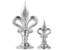 Moderne Franse Lelies Aluminium Decoratie - Luxe Set van 2 XL Design in Zilver voor Woonkamer