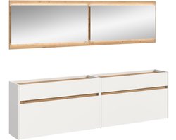 Moderne Garderobecombinatie met LED-verlichting - 4-delige set met spiegels en schoenenkasten - 192x220x32cm
