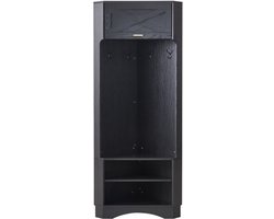 Moderne garderobekastset met kapstok – Halmeubel met 4 haken, opbergruimte en kledingroede – Zwart – 53x53x180 cm