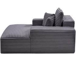 Moderne gestoffeerde chaise longue, 1240 mm grote leesbank voor binnen met kussens en armleuningen, comfortabele diepe zitbank voor in de woonkamer, slaapkamer of op het balkon