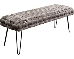 Moderne Gevlochten Sofa voor 1-2 Personen, Woonkamerbank, Slaapkamerbank of Halbank met Stalen Poten, Onderhoudsvriendelijk, 45 x 128 x 50 cm