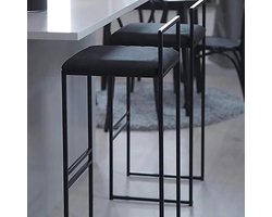 Moderne Gevoerde Barkrukken Set van 2 met Rugleuning en Voetsteun – 65 cm Hoge Keukenkrukken voor Keukeneiland, Home Bar, Bistro, Café en Terras – Stevig Stalen Frame, Anti-Slip Zithoogte