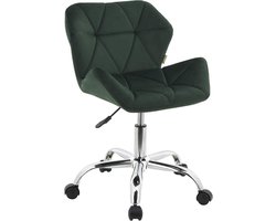 Moderne gewatteerde draaibare computerstoel voor thuiskantoor - Donkergroen Fluweel, Verstelbare Hoogte