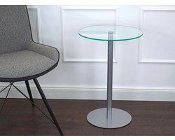 Moderne glazen bijzettafel - Stabiele salontafel voor kleine ruimtes - Praktische ronde koffietafel 40x40x60 cm