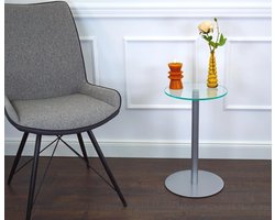 Moderne glazen bijzettafel zilver 30x30x50 cm - stijlvolle salontafel en praktische koffietafel voor kleine ruimtes