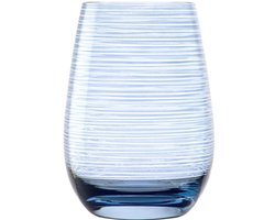 Moderne glazen met geribbelde structuur - set van 6 - blauwgrijs - loodvrij kristalglas