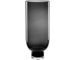 Moderne glazen vaas - SOLDEN -20% - sober design - lang model - cilindrische vorm op een stevige voet - donkergrijs - OMAHA18GR