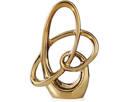 Moderne Gouden Decoratieve Sculptuur - Abstract Keramisch Beeld - Voor Woonkamer, Slaapkamer, Kantoor - 1 stuk - Goud - Keramiek - 30 cm