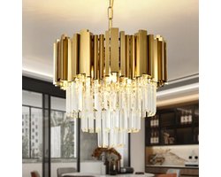 Moderne gouden kristal kroonluchter - Kleine hanglamp voor entree, gang en balkon - Ø40cm
